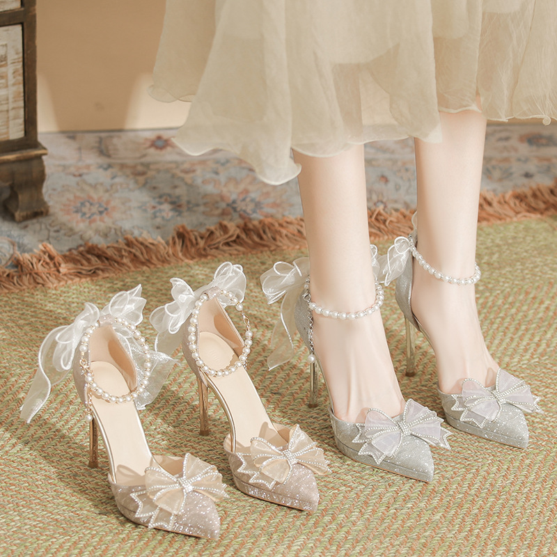 2026 Spring Bowknot Platform High Heel Women, Thin Heel, Fahionable, Comfortable For 18-Year-Old, Adult Ceremony_voghion.com