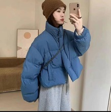 新款韩版女装小个子设计面包服短款立领羽绒服简约保暖白鸭绒外套