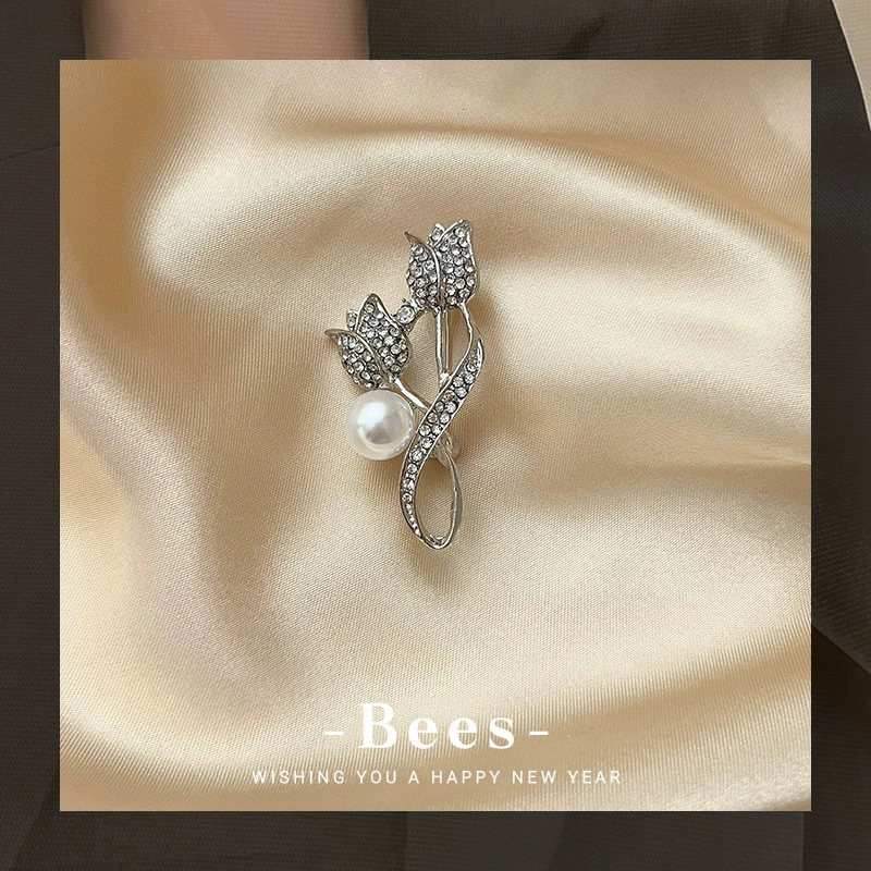 Изысканная брошь, модная булавка-подвеска из жемчуга, костюм, стиль Chanel, орхидея