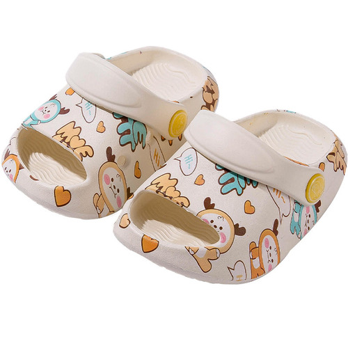 Deer Milli's new children's slippers for men and women indoor cute light soft sole bathroom full print children's hole shoes
