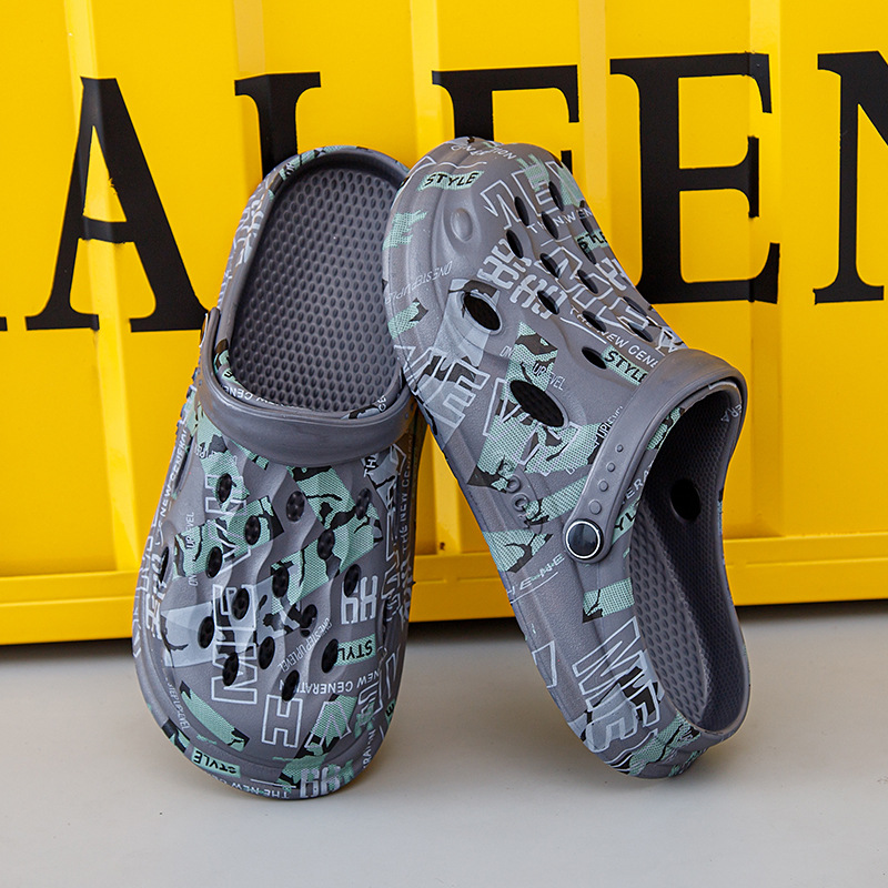 Zapatillas para hombres de verano nuevo estilo de ropa deportiva para conducir dos zapatos agujeros pisar la mierda sensación antideslizante sandálias de playa image 9