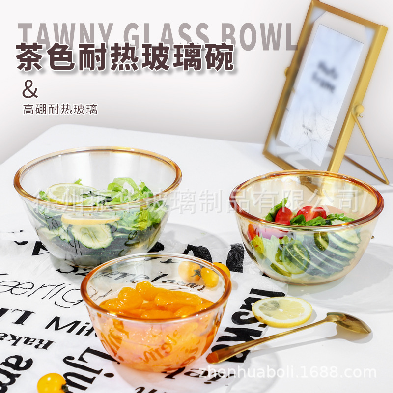 Nueva ensaladera de vidrio dorado hogar tazón para hornear horno de microondas resistente a altas temperaturas especial transparente y cuenca sopa