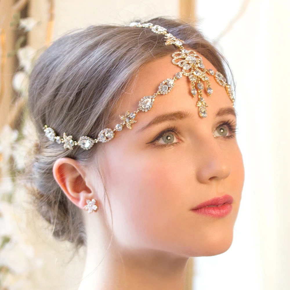 European and American fashion bride wedding accessories crystal hair…