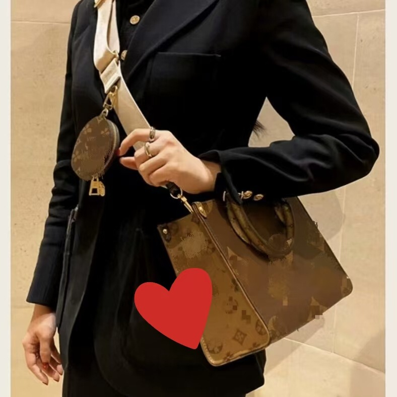 Actual Product with Label L Jungle Bag 2025 New m Lv Women's Bag Onthego Genuine Leather V Tote Shoulder Crossbody Handheld