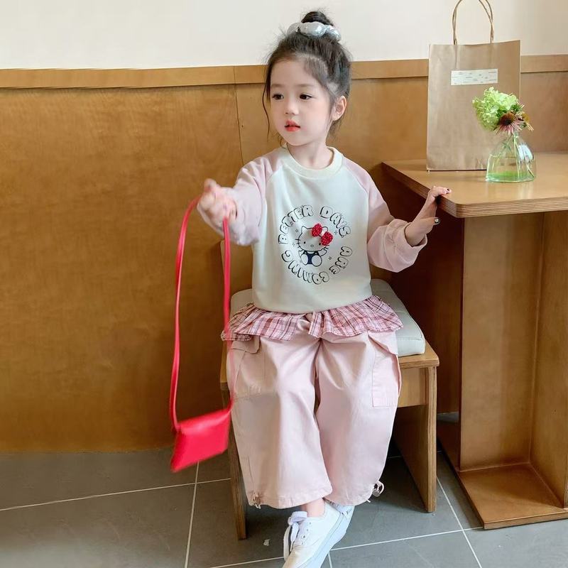 女童套装2025春秋季新款儿童韩版中小童设计感洋气时髦卡通两件套|undefined
