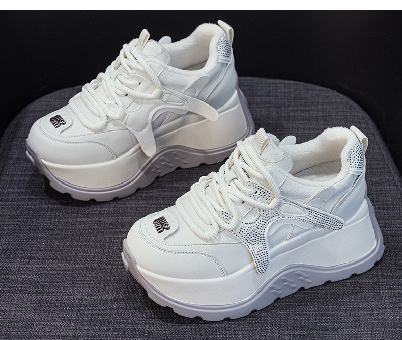 Giày sneaker nữ đế dày phong cách thể thao tăng chiều cao — 5008 lót đơn trắng, 5008 lót đơn xám, 5008-1 lót lông trắng, 5008-1 lót lông xám chi tiết 14