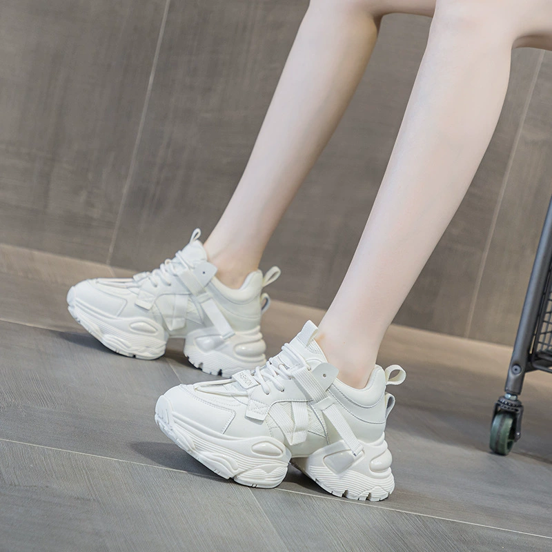 Женские туфли-кроссовки 2025 года, новая модель с воздушной подушечкой, толстой подошвой, увеличивающей рост, спортивные повседневные туфли, функциональные женские туфли для танцев.