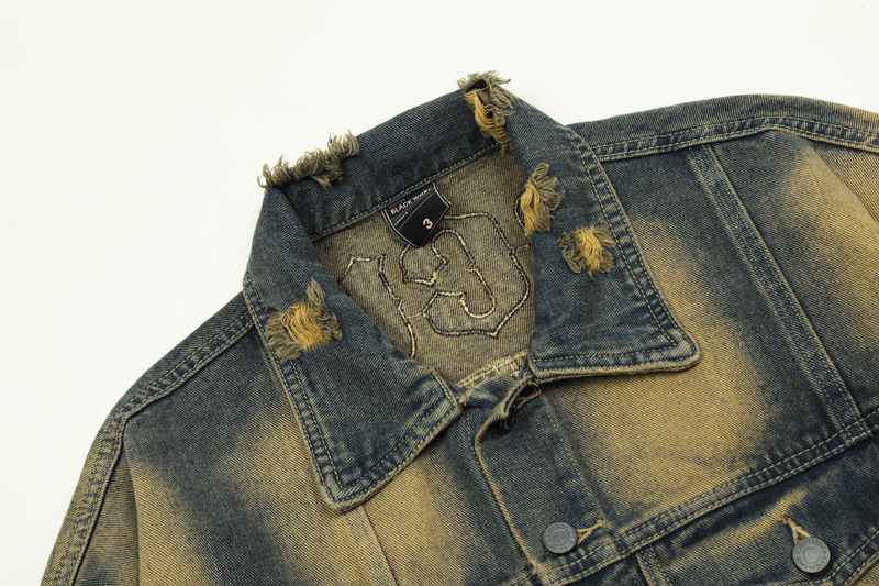 Herrenbekleidung Retro Distressed Design High Sense Denim Herren Ins Fashion Brand Casual Jacke_voghion.com