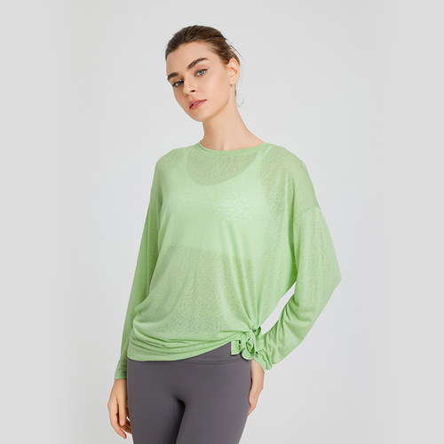 Yuejia 2024 spring new long-sleeved yoga clothing women's tops loose slimming sports Pilates fitness clothing running