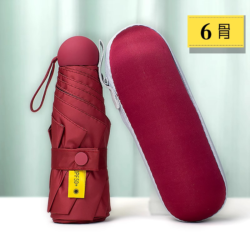 Paraguas cápsula ultraligero, paraguas de protección solar engrosado, doble uso para sol y lluvia, paraguas para mujer, mini paraguas plegable personalizado al por mayor.