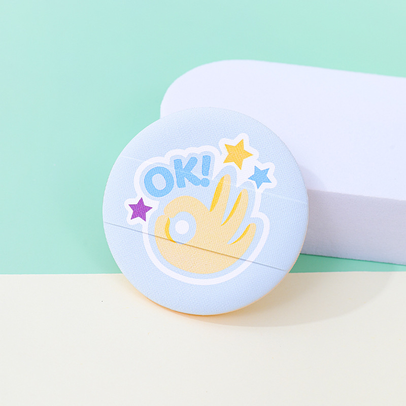 Fábrica personalizada Macaron Shuffle polvo de cojín de aire grande ancho cinta dedos esponja maquillaje no látex al por mayor