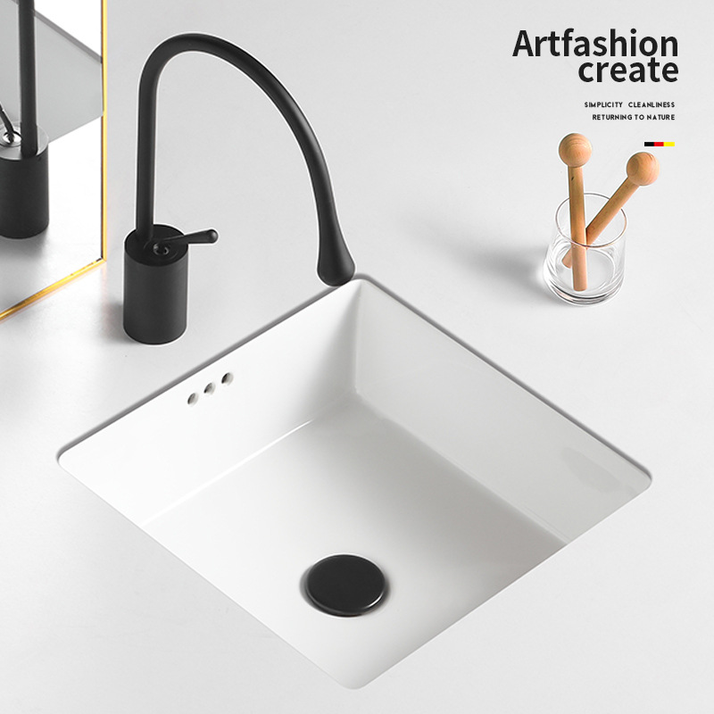 Undercounter basin embedded square flat round wash basin balcony household small size ceramic wash basin wholesale