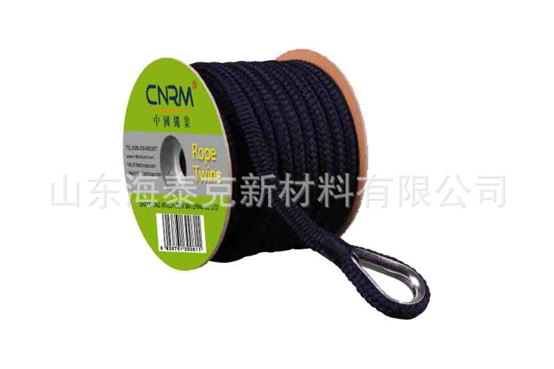 厂家供应出口高强涤纶双编带不锈钢套环锁扣dockline海事码头绳