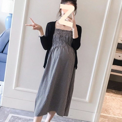 Pregnant women's summer set 2025 dress for moms, designed for pregnancy fashion wear, strap dress, stylish pregnancy temperament dress