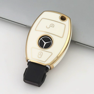 Key Cover Is Suitable for: Car key bag - white-2-keys