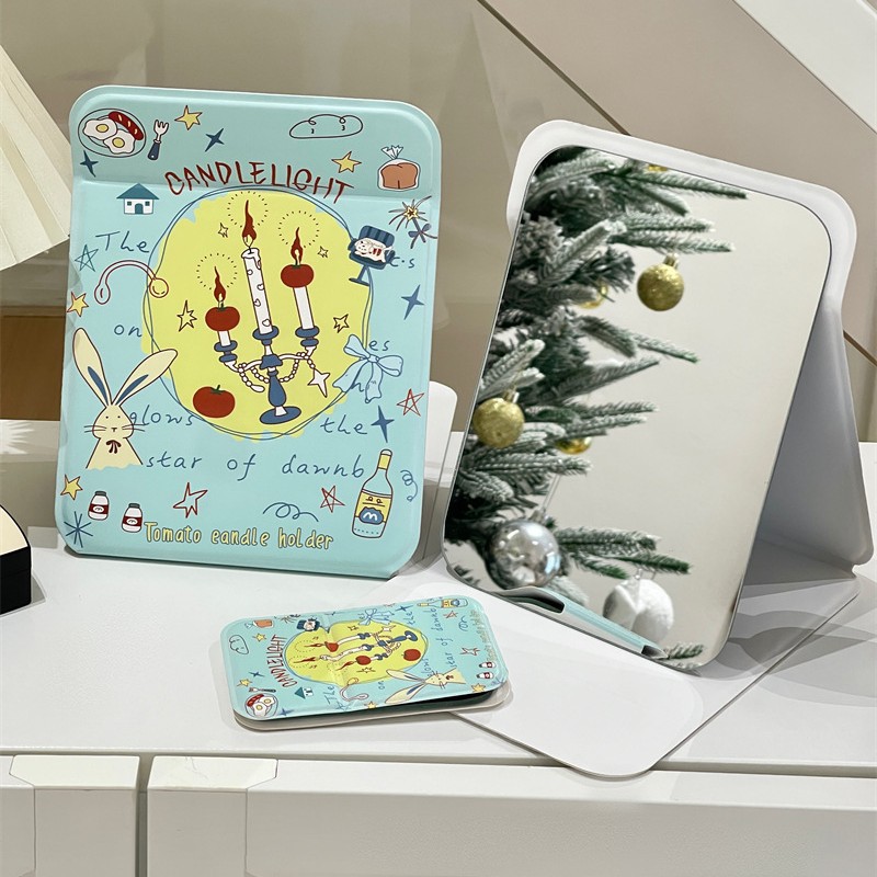 Nuevo espejo de escritorio de alto valor, anticaídas, todo incluido, espejo pequeño con espejo de maquillaje, espejo plegable para viajes