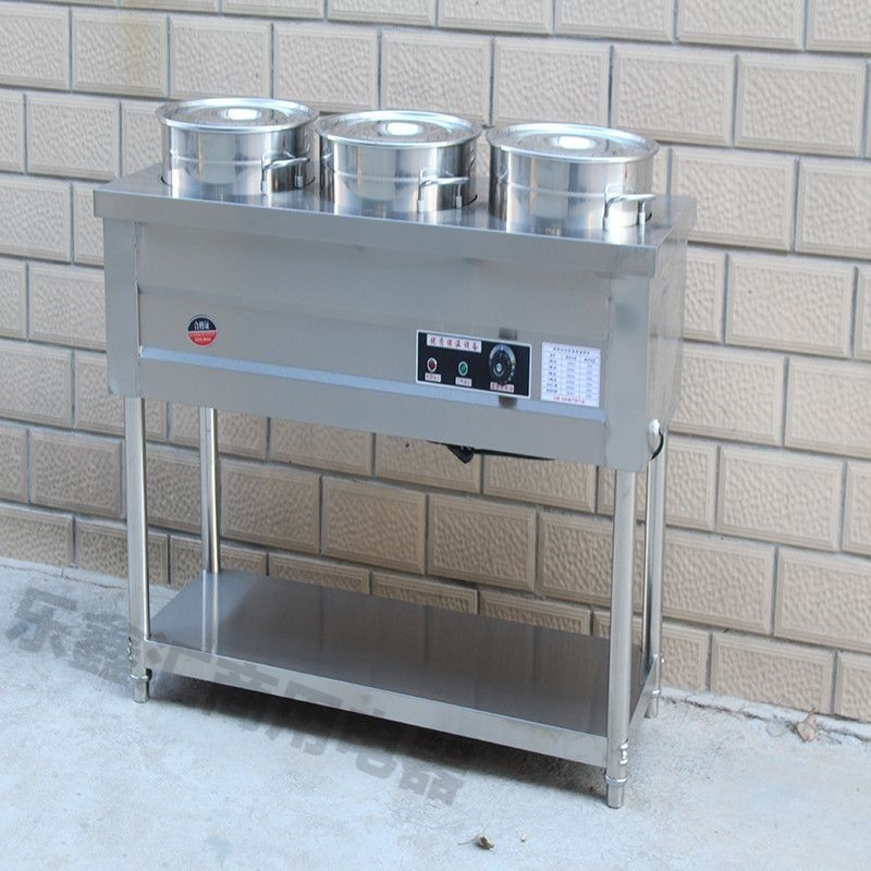 acero inoxidable aislamiento térmico carro de gachas de calentamiento eléctrico móvil comercial calentador de sopa caliente mesa de gachas de aislamiento térmico