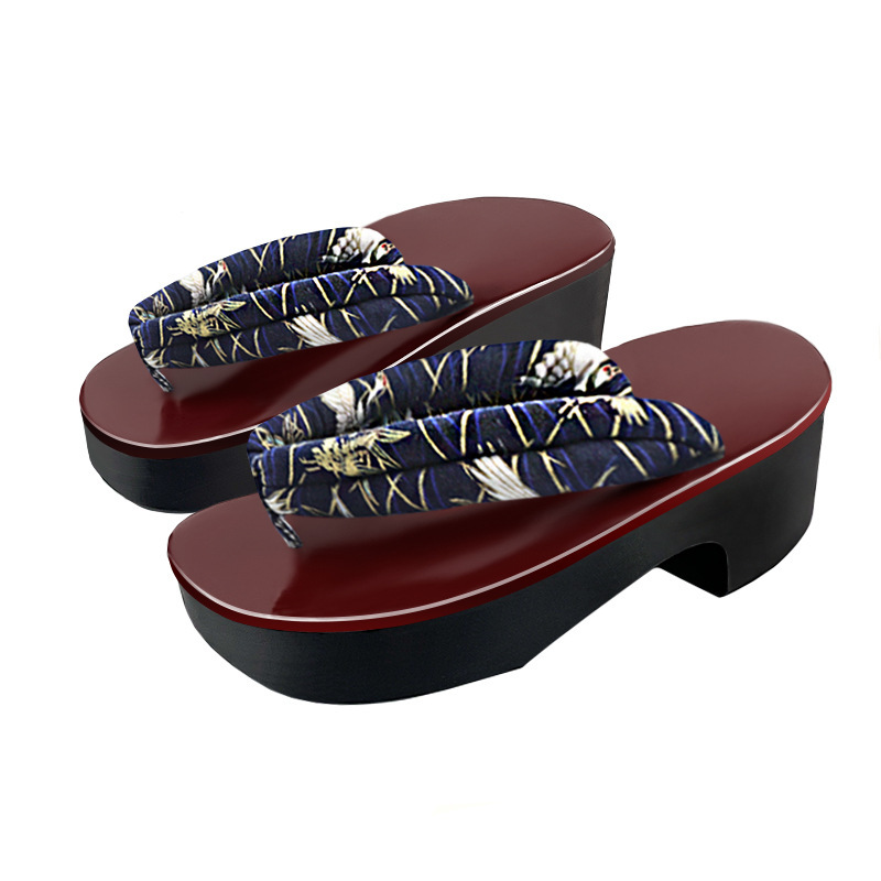 Straw Shoes Chinese Style Cos Japanese Women's Japanese Style Slippers Wooden Shoes High Heel Flip Flops Chinese Style Platform Clog Slippers