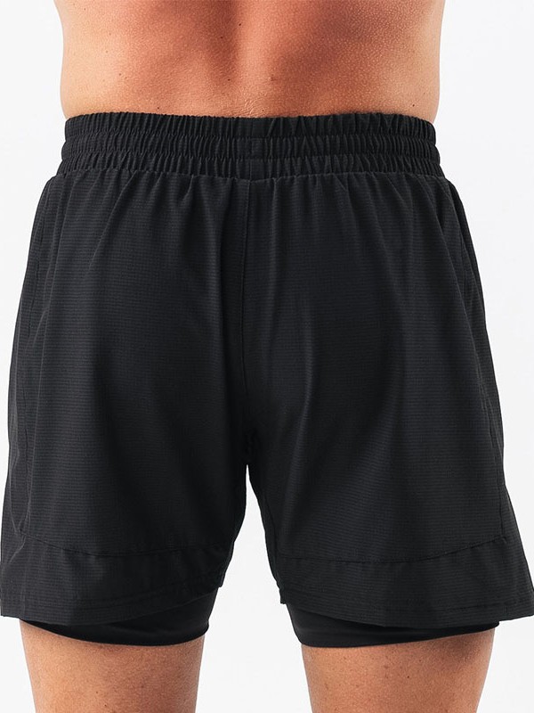 Crazy Muscle Two-in - One Pantalones cortos deportivos para hombres entrenamiento de correr acondicionamiento físico rápido secado pantalones deportivos de cuadrados pequeños para hombres verano
