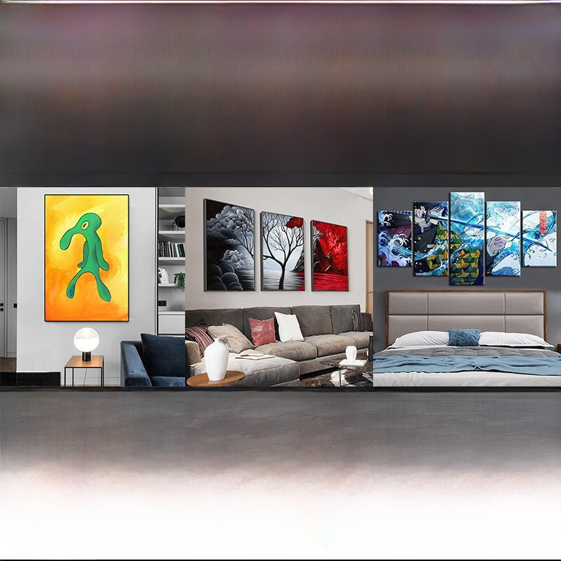 Amazon Rugged Painting Brother Squidward Bedroom Hanging Painting Spray-painted Canvas Core Abstract Cartoon Living Room Decorative Painting