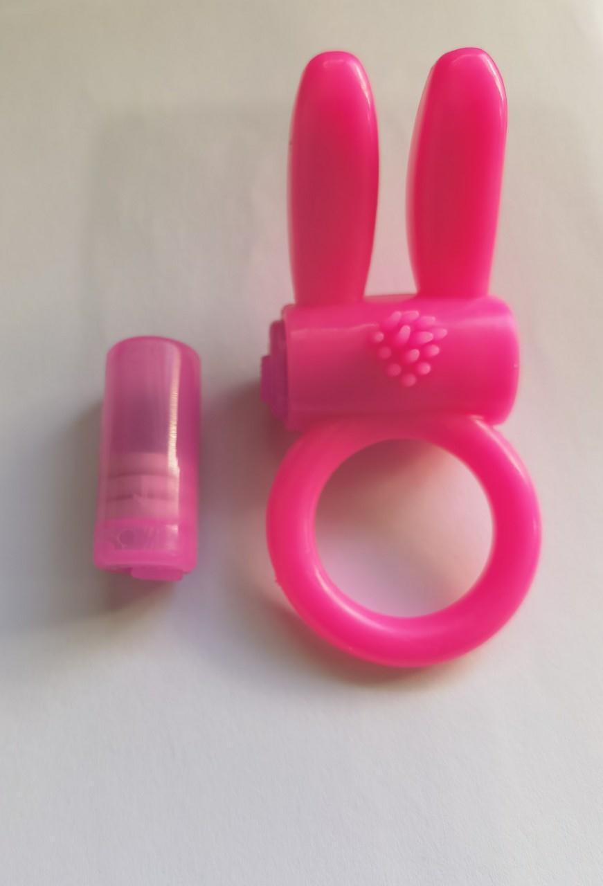 Vibrating Rabbit Couple Ring, Pink Silicone-Style Adult Wearable — detail image 3
