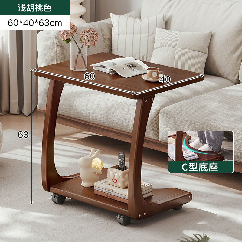 Mesa de cabecera de madera sólida dormitorio doméstico pequeño estante de cama ultra estrecho creativo de hendidura móvil gabinete pequeño carro