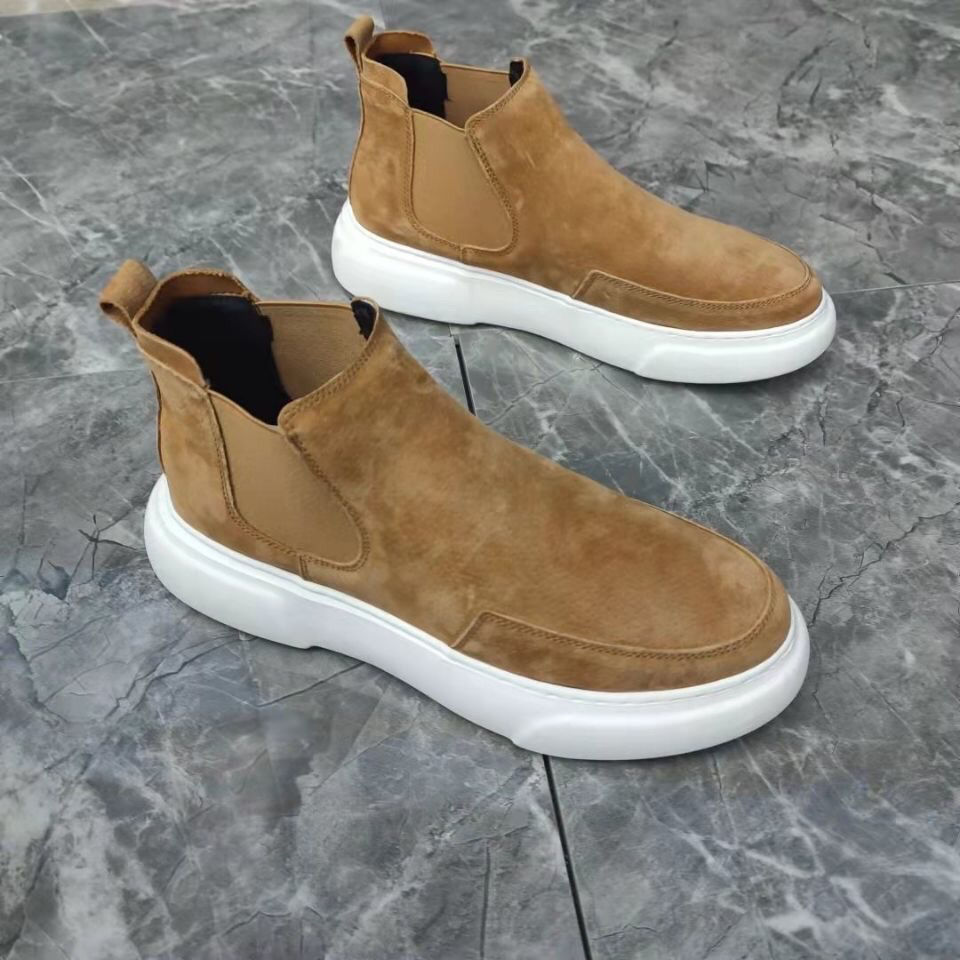 Drop shipping high-top shoes for men, trendy shoes, thick-soled casual sneakers, versatile slip-on shoes for young men_voghion.com