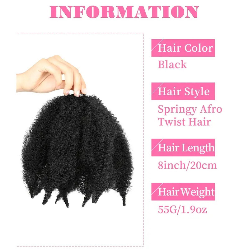 Caterpillar de fibra química de cola punta Afro kinky curly crochet cabello pelucita pelucita pelucita de crochet cabello