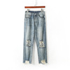 亚马逊速卖通女装欧美跨境外贸宽松破洞牛仔长裤一件代发8163|ms