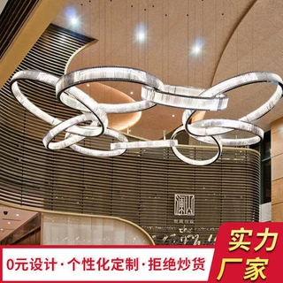 飘带水晶灯非标环形大型商场售楼部休闲室娱乐厅复式楼别墅楼梯灯