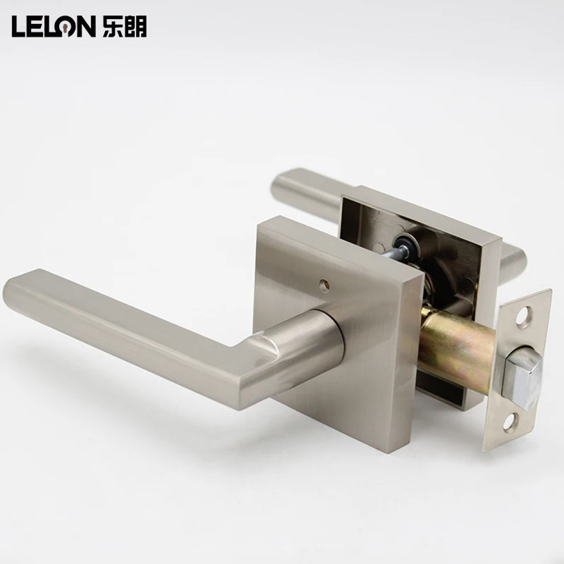 Cerradura de puerta de aleación de zinc estilo americano para exportación, cerradura de tres barras cuadradas sin llave, cerradura de privacidad para puerta, cerradura de manija de lengüeta única para dormitorio y baño. image 8