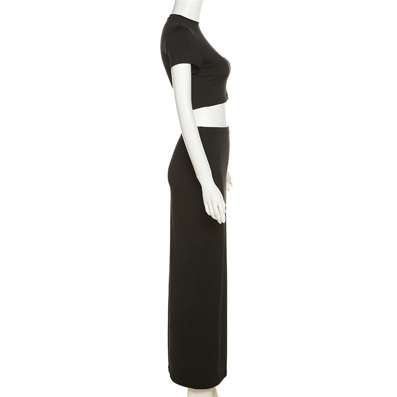 Spring Summer Women Clothing Cropped T shirt High Waist Sheath Skirt Casual Suit