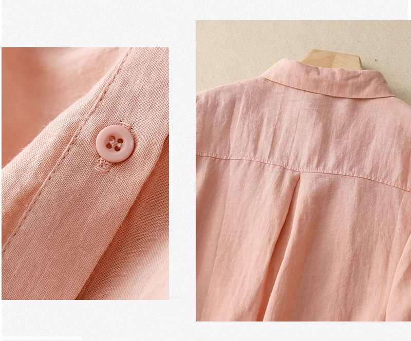 80% (inclusive)-90% (Exclusive), Cotton and Linen, Hemp Fabric Type Retro Artistic Loose Cotton Linen Shirt French Piano Pleat New Summer Style Women's Basic Shirt Pure Color Commute Fashion