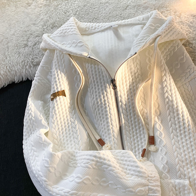 2024 nueva chaqueta waffle ropa exterior americana estilo perezoso marca de moda de nicho cremallera chaqueta ins japonesa