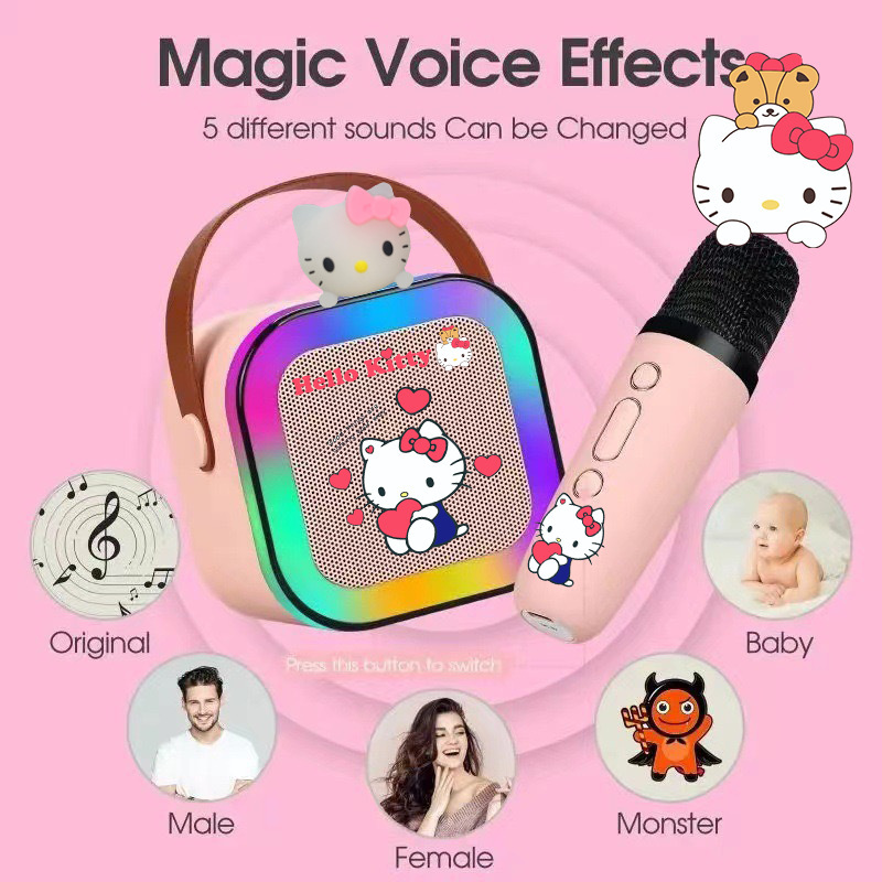 新起爆アニメスティッチ三麗鴎ミニ便利bluetoothスピーカー双麦一体点歌家庭KTV帯|undefined