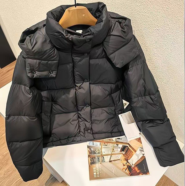 블랙 4그리드 퍼프 체크 다운 재킷