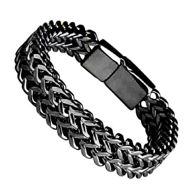 thumbnail image 1 of Pulsera de doble capa Hip Hop Titanio Acero Grueso Calle coreana Moda Hombre Simple Dominante Punk Pulsera 5 * 10mm22cm Longitud, 1 of 2