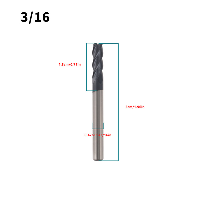 Fresadora de extremo de cuatro ranuras británica de acero de tungsteno 1/4 "3/8" 1/2 "5/8" 3/4 "cortador de fresado recubierto de AlTiN