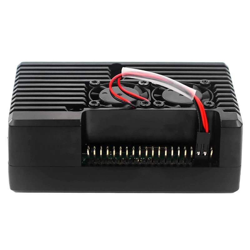 Корпус из алюминиевого сплава для Raspberry Pi 4B 4-го поколения с двойным вентилятором и интегрированной защитной оболочкой