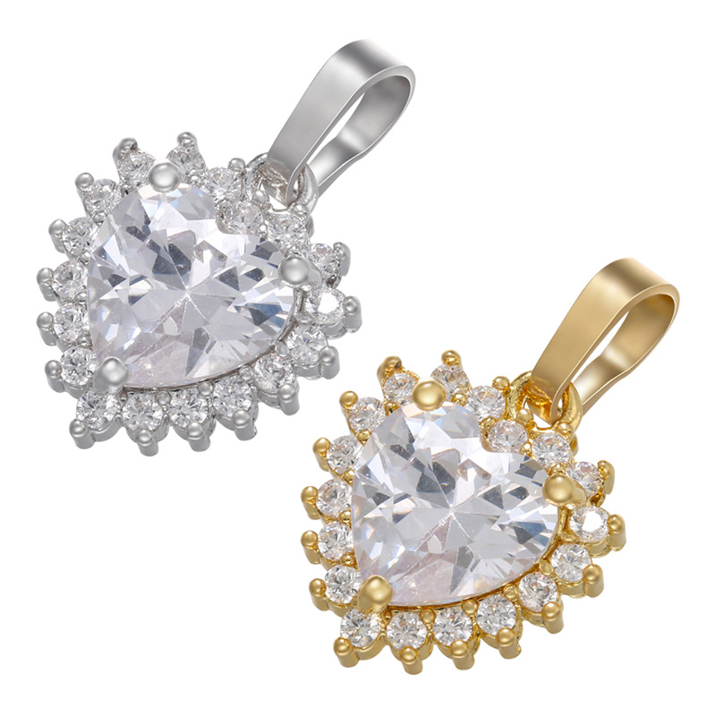 5g Weight Zircon Inlay Material 1 Piece Copper Zircon Heart Shape