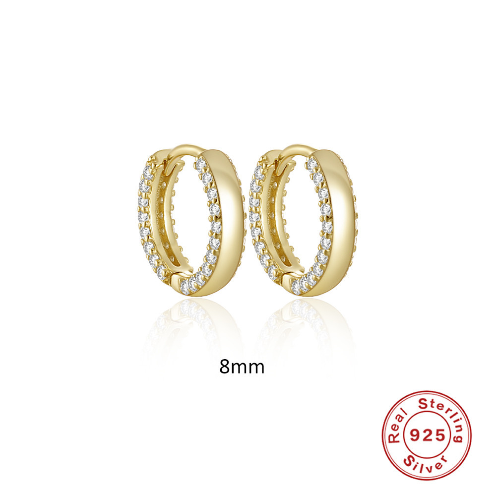 Business Occasion 925 Sterling Silver Material 1 Pair 925 Sterling Silver Zircon Round Earrings