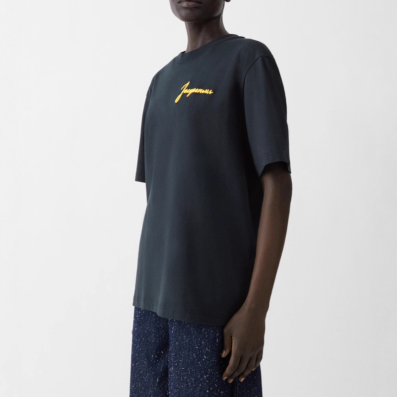 Autumn and Winter New Men's and Women's Short-Sleeved T-Shirts High-Quality Cotton Printed Round Neck T-Shirts Casual Jacquemus Tops