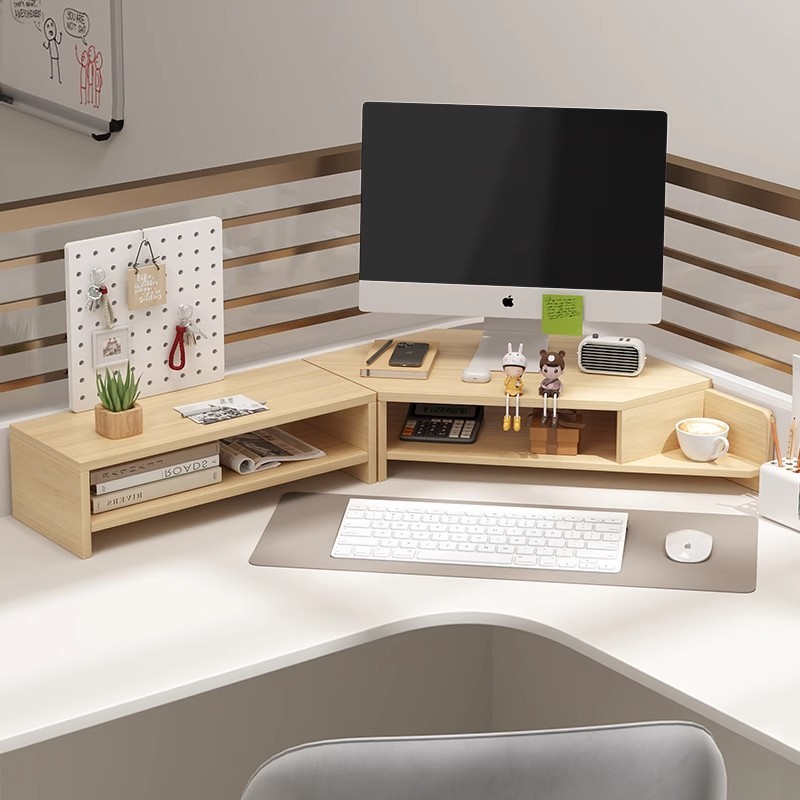Computer Monitor Stand Desktop Bracket Office Desktop Storage Shelf Workstation Corner Perforated Board