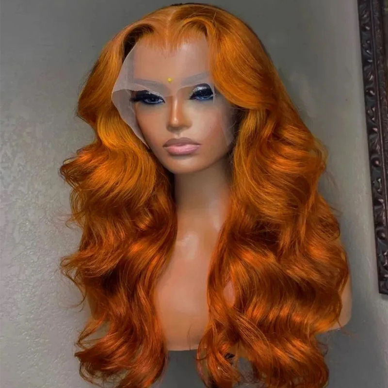 12A Brazilian Raw Ginger 13*4 Front Lace Human Hair Wigs Wig Cap