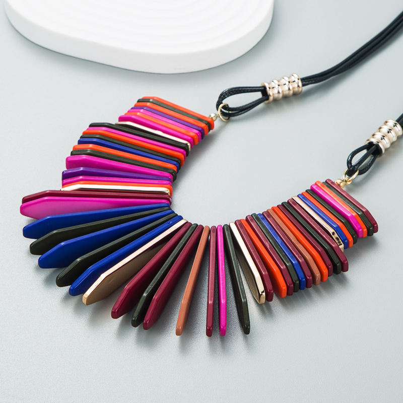 European and American single colorful geometric ethnic alloy necklace