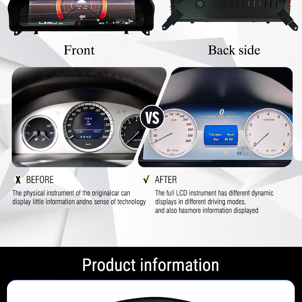 Cross-border new applicable Mercedes Benz GLK old to new 12.3 inch large screen intelligent full LCD instrument