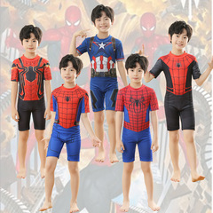 スチールチルドレンズ ハーフスーツ サンプロテクト 速乾 ワンピース水着 ミルクシルク キャプテンアメリカ スパイダーマン ブランド