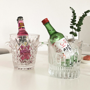 Glass Ice Bucket High Beauty Value Beer Bucket Bar Hotel Red Wine Champagne Bucket Household Fruit Ice Bucket
