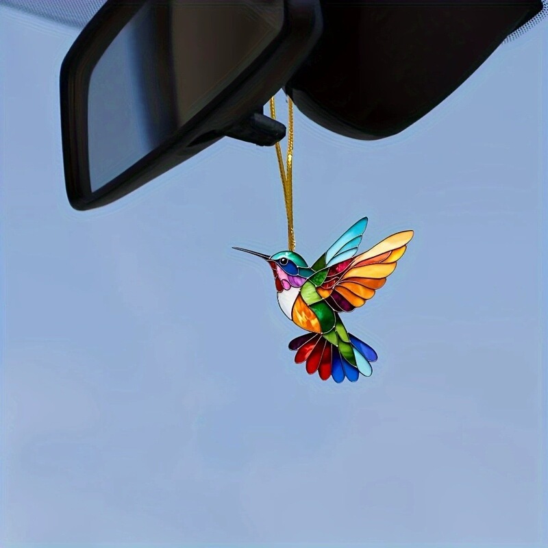 Cross-Border Popular Flat Hummingbird Christmas Decorations Car Rearview Mirror Pendants Small Gifts Car Accessories Car Hangings