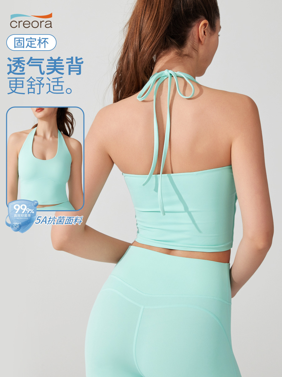 Europa y Estados Unidos ropa interior deportiva transfronteriza cuello colgante correa ropa de yoga en una taza hermosa chaleco de alta resistencia reunido sujetador mujer